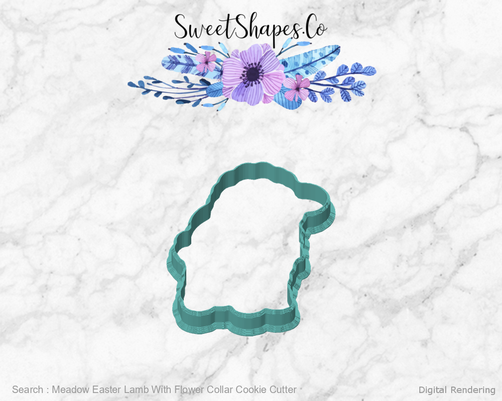 Meadow Easter Lamb With Flower Collar Cookie Cutter — front view