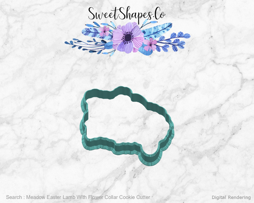 Meadow Easter Lamb With Flower Collar Cookie Cutter — right view