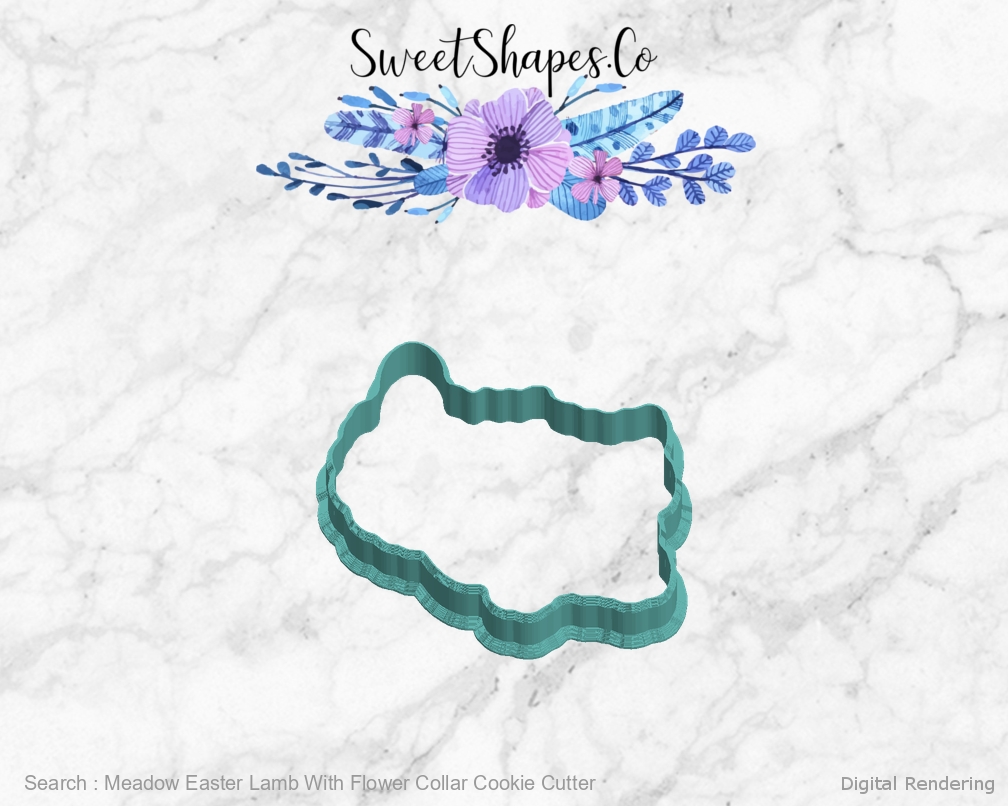 Meadow Easter Lamb With Flower Collar Cookie Cutter — left view