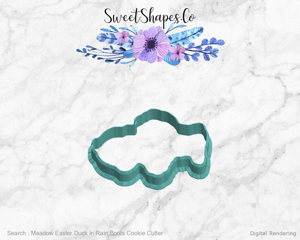 Meadow Easter Duck In Rain Boots Cookie Cutter — left view