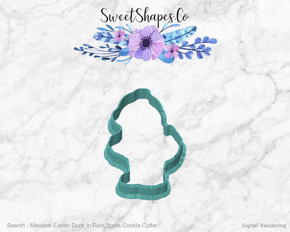 Meadow Easter Duck In Rain Boots Cookie Cutter — front view