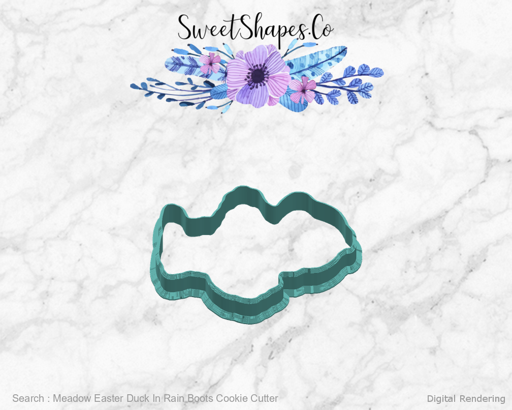 Meadow Easter Duck In Rain Boots Cookie Cutter — right view
