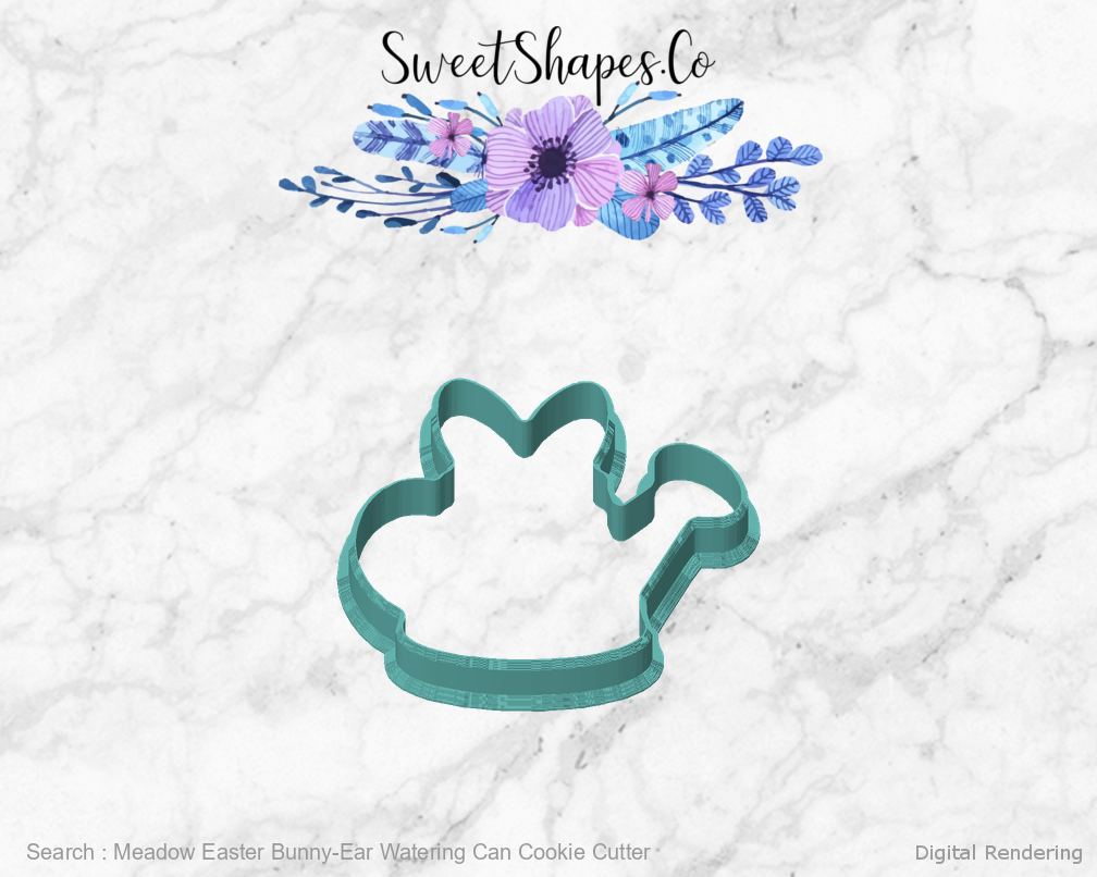 Meadow Easter Bunny-Ear Watering Can Cookie Cutter — front view