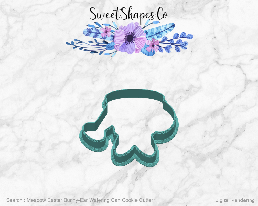Meadow Easter Bunny-Ear Watering Can Cookie Cutter — back view