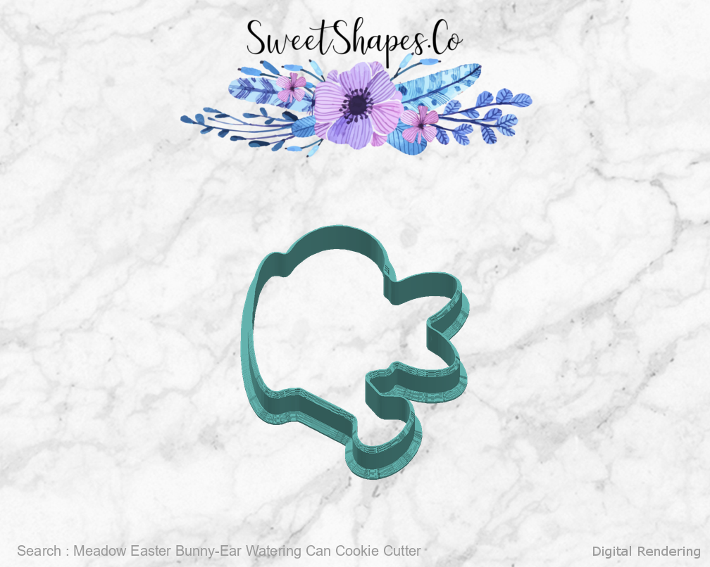 Meadow Easter Bunny-Ear Watering Can Cookie Cutter — right view