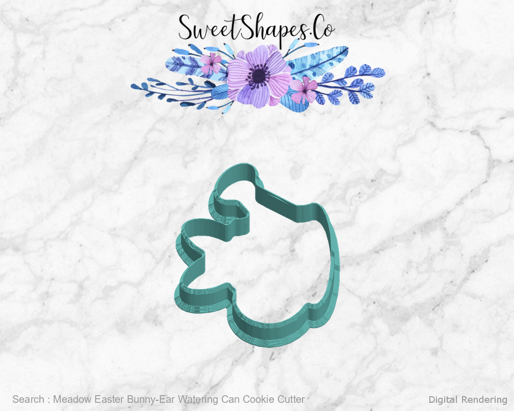 Meadow Easter Bunny-Ear Watering Can Cookie Cutter — left view