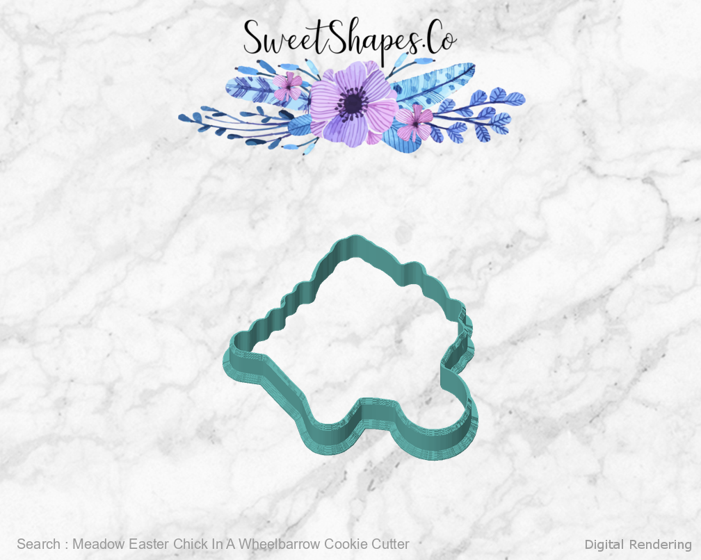 Meadow Easter Chick In A Wheelbarrow Cookie Cutter — front view