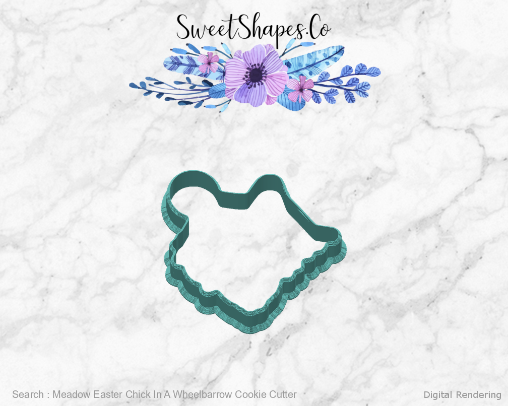 Meadow Easter Chick In A Wheelbarrow Cookie Cutter — back view