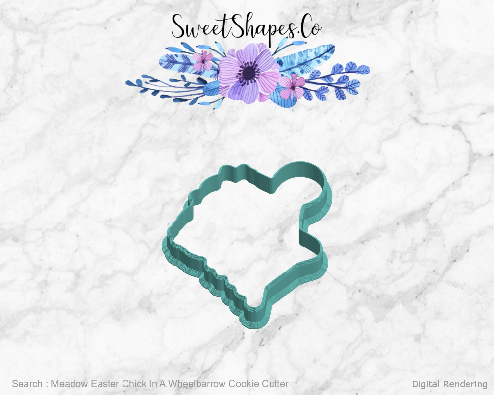 Meadow Easter Chick In A Wheelbarrow Cookie Cutter — left view