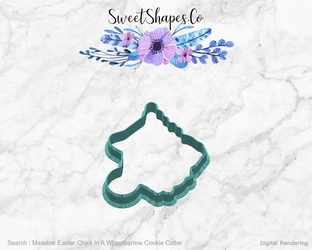 Meadow Easter Chick In A Wheelbarrow Cookie Cutter — right view
