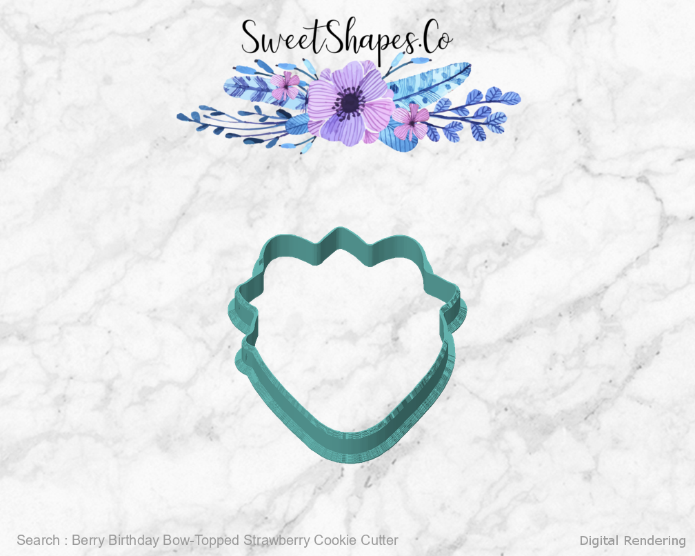 Berry Birthday Bow-Topped Strawberry Cookie Cutter — front view