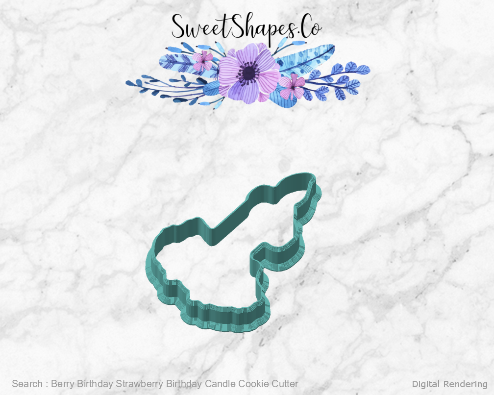 Berry Birthday Strawberry Birthday Candle Cookie Cutter — angled front view