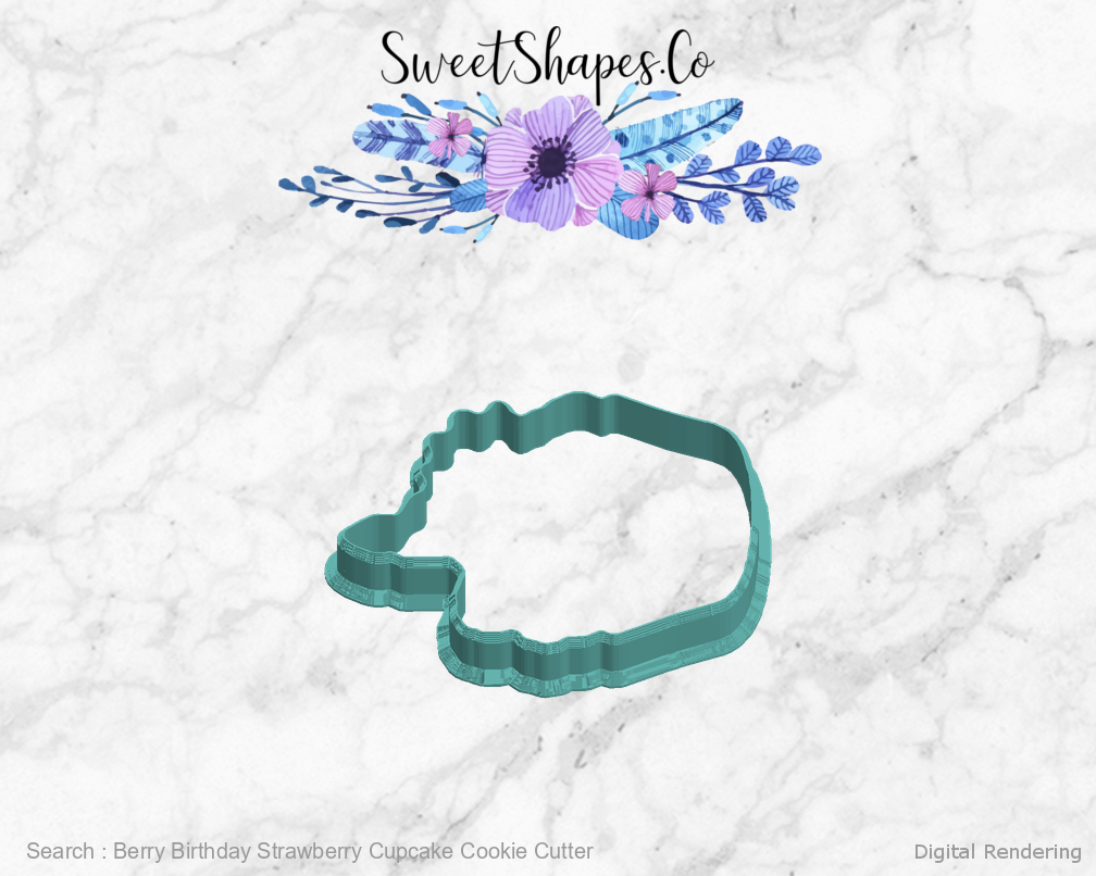 Berry Birthday Strawberry Cupcake Cookie Cutter — left view