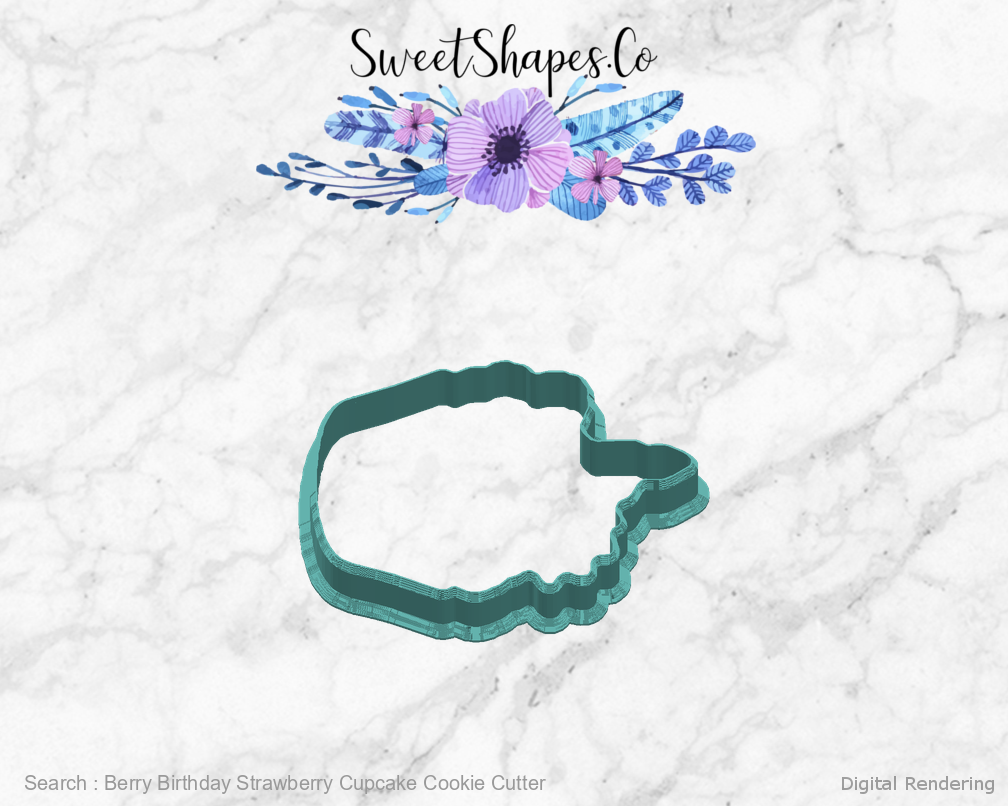Berry Birthday Strawberry Cupcake Cookie Cutter — right view