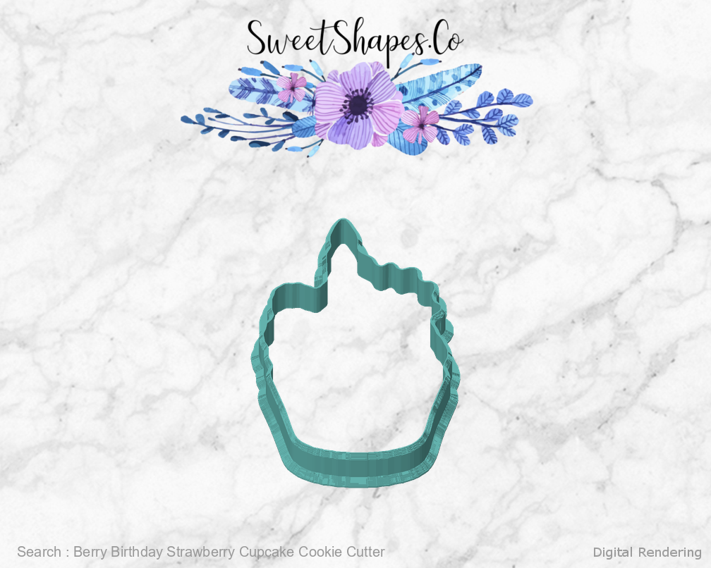 Berry Birthday Strawberry Cupcake Cookie Cutter — front view