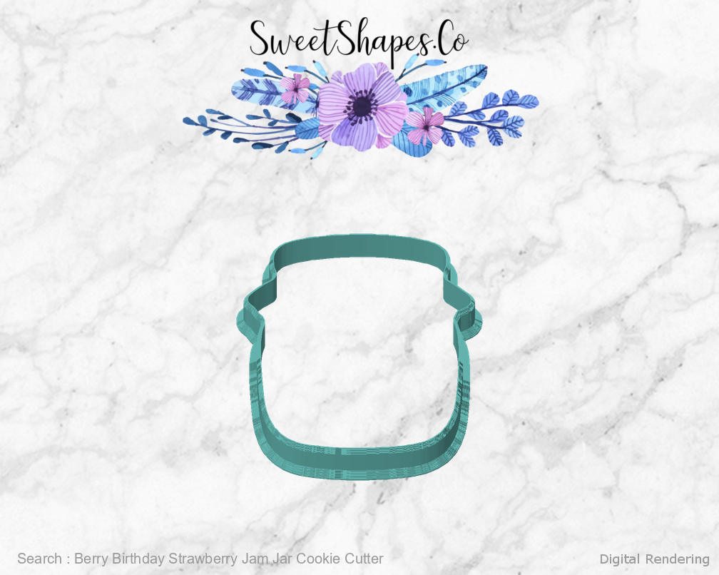 Berry Birthday Strawberry Jam Jar Cookie Cutter — front view