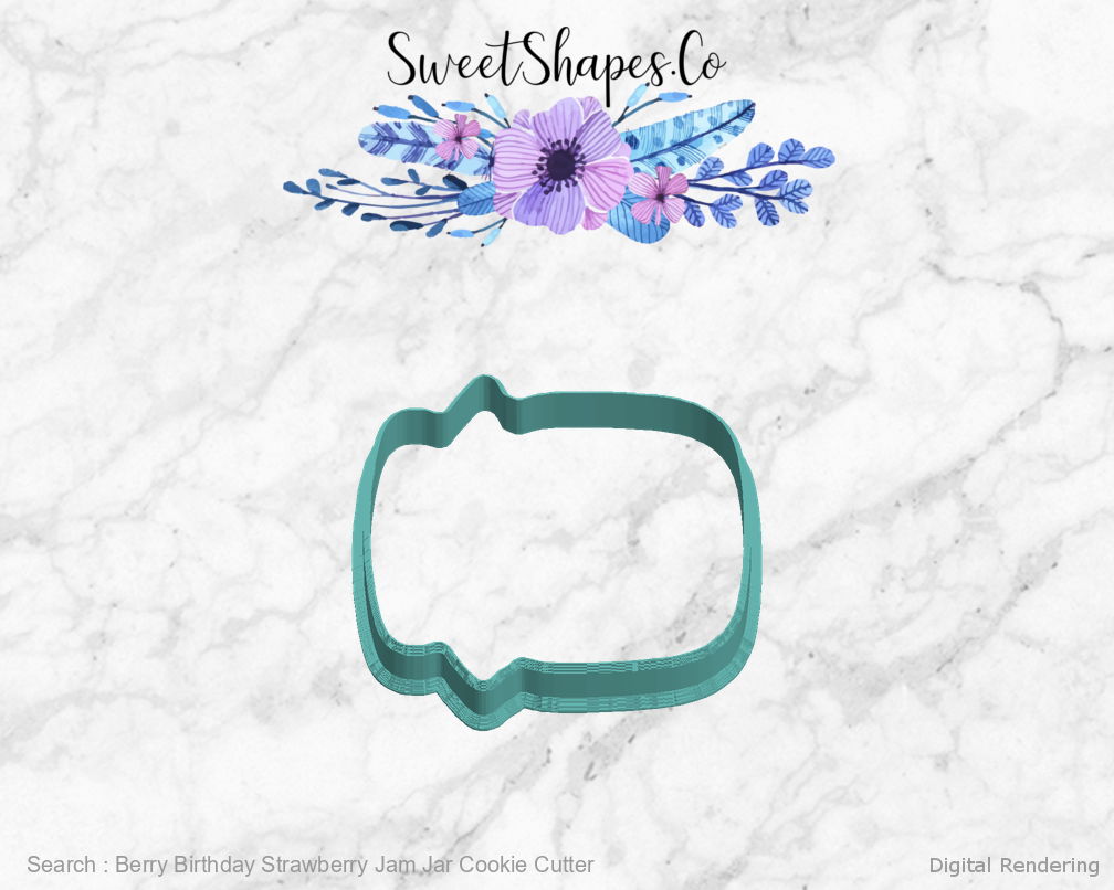 Berry Birthday Strawberry Jam Jar Cookie Cutter — left view