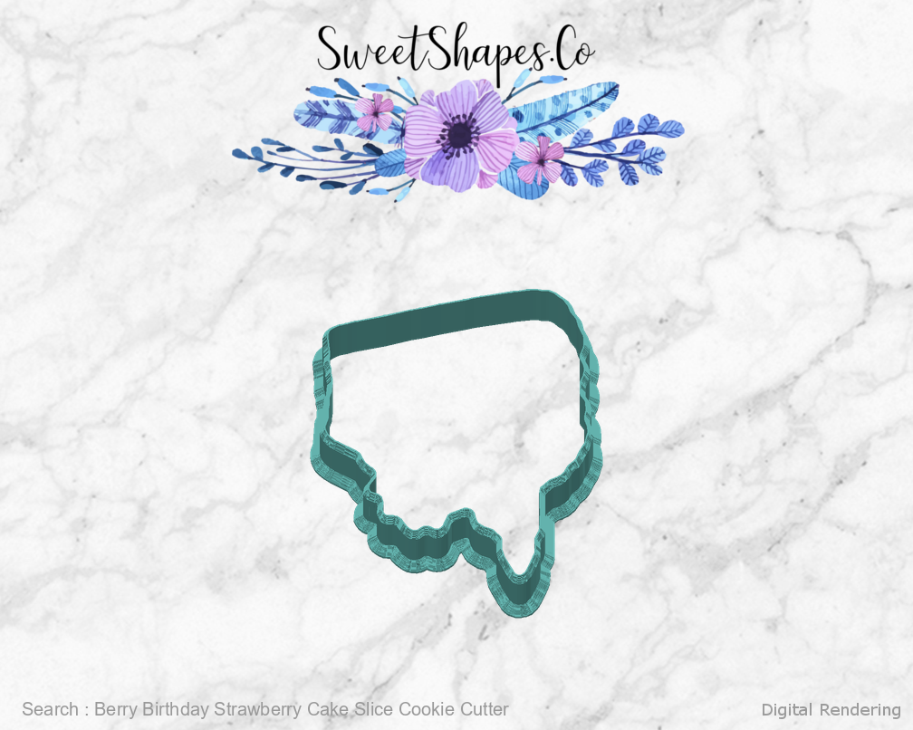 Berry Birthday Strawberry Cake Slice Cookie Cutter — back view