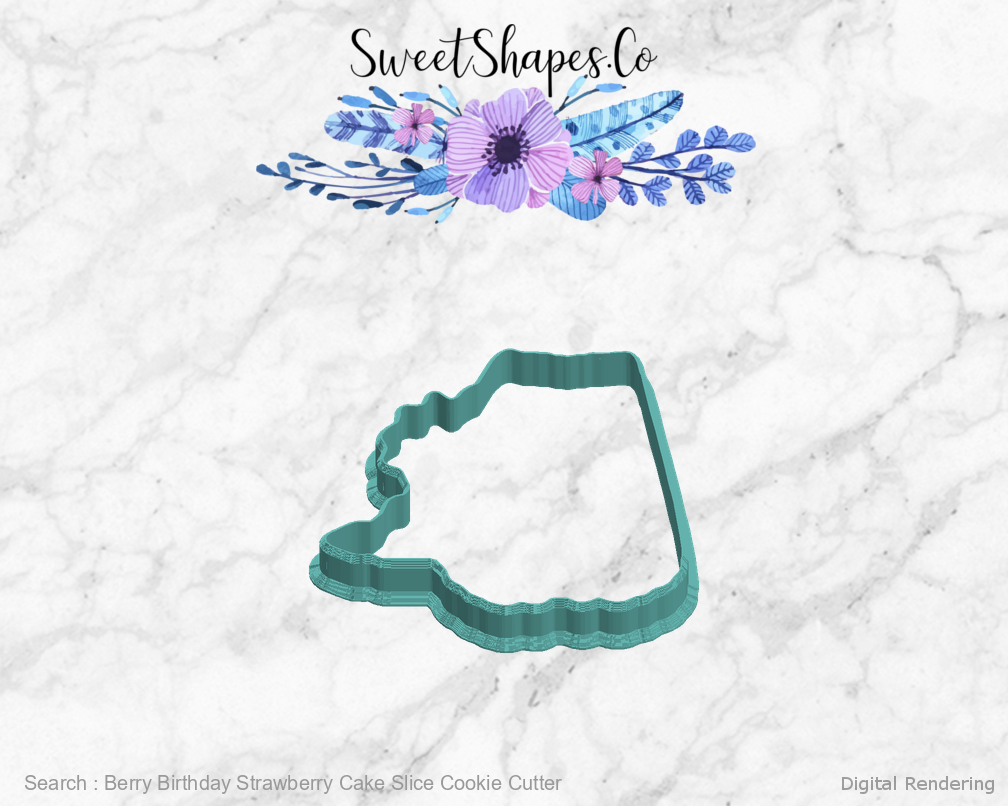 Berry Birthday Strawberry Cake Slice Cookie Cutter — left view