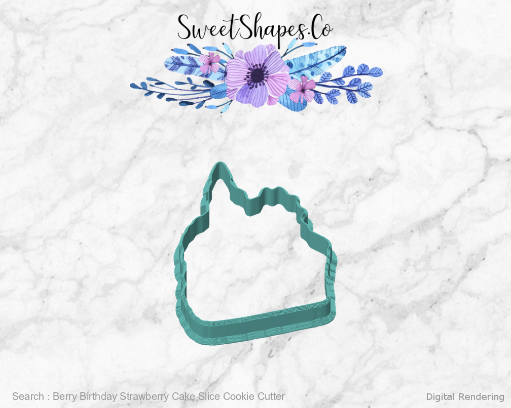 Berry Birthday Strawberry Cake Slice Cookie Cutter — front view