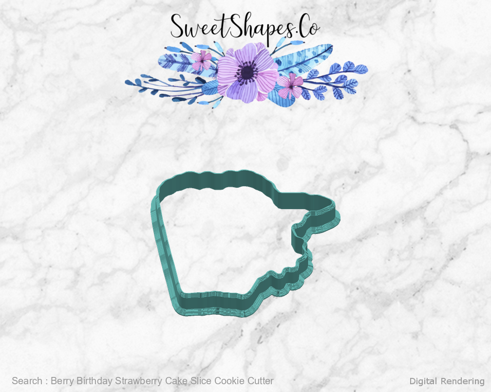 Berry Birthday Strawberry Cake Slice Cookie Cutter — right view