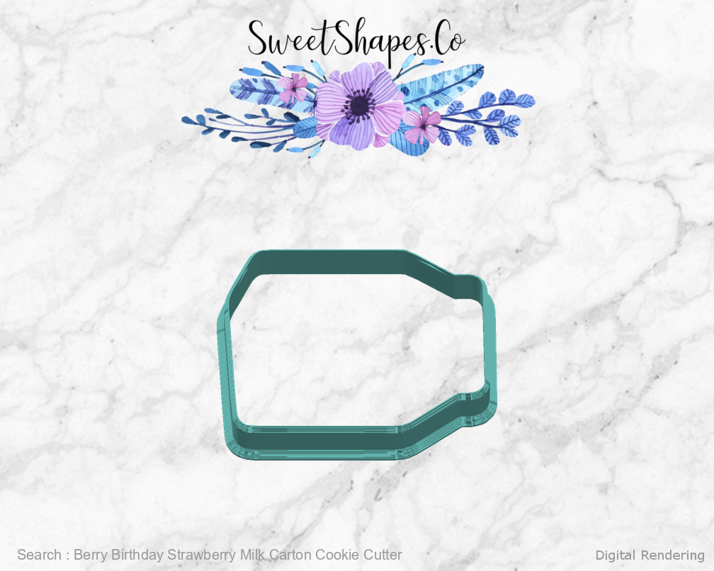 Berry Birthday Strawberry Milk Carton Cookie Cutter — right view