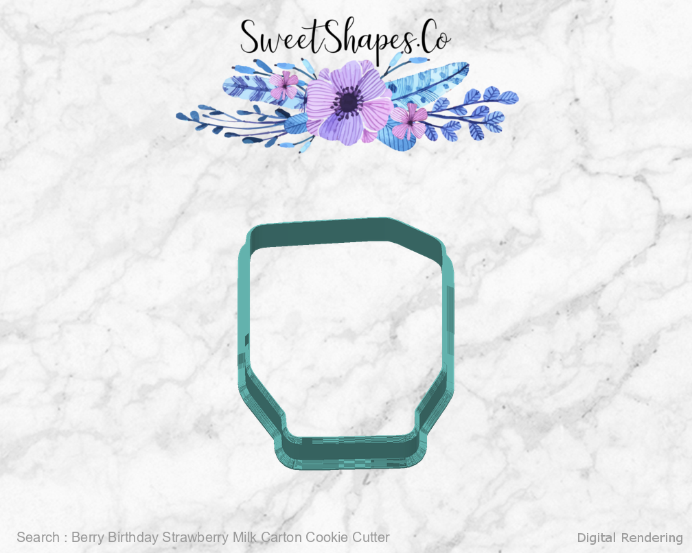 Berry Birthday Strawberry Milk Carton Cookie Cutter — back view