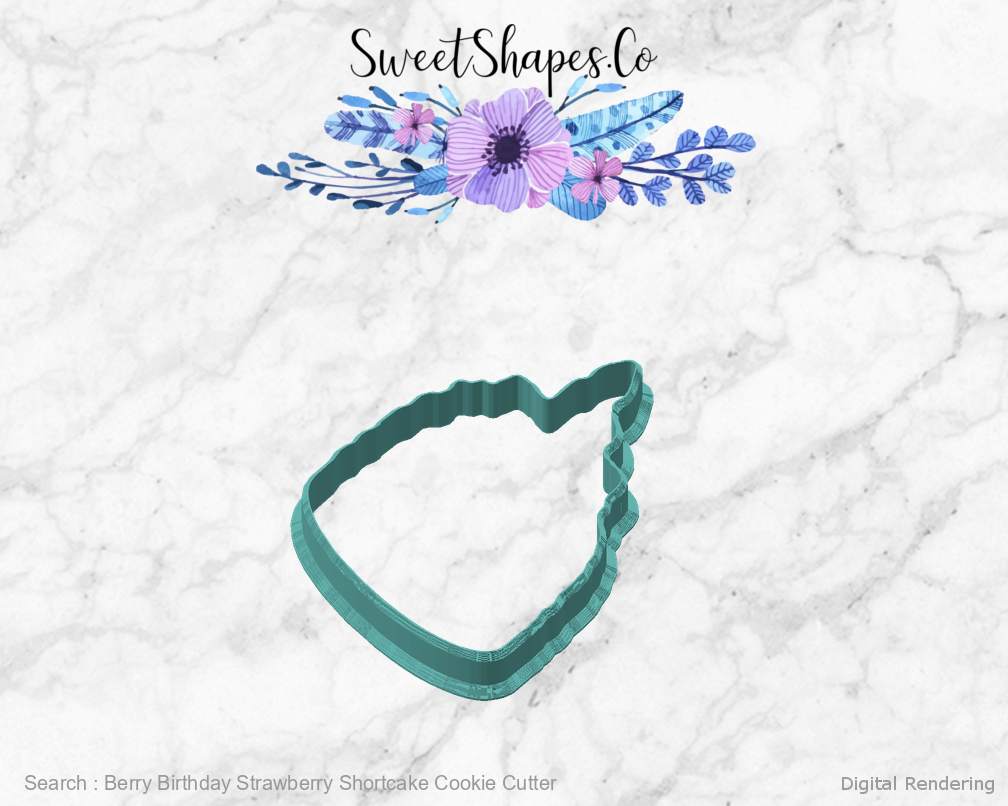 Berry Birthday Strawberry Shortcake Cookie Cutter — angled front view