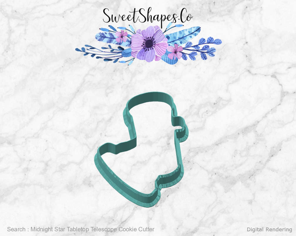 Midnight Star Tabletop Telescope Cookie Cutter — angled front view