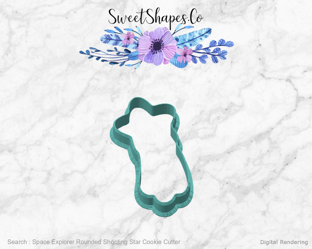 Space Explorer Rounded Shooting Star Cookie Cutter — angled front view