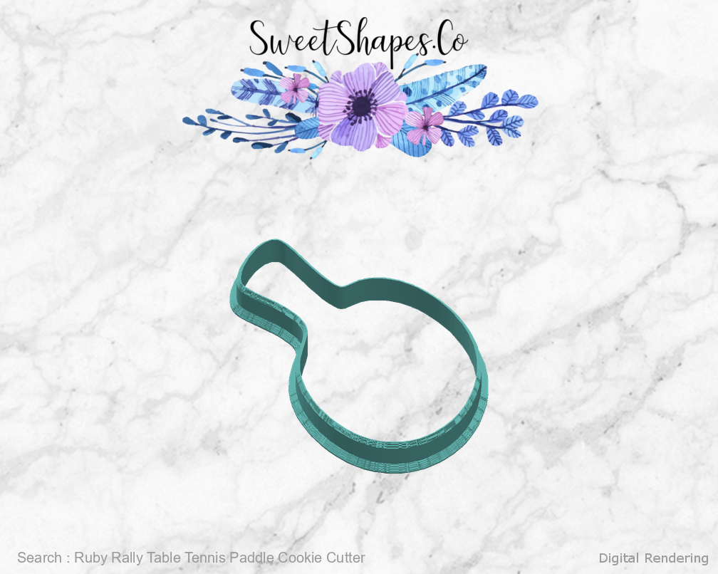 Ruby Rally Table Tennis Paddle Cookie Cutter — right view