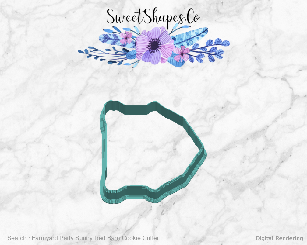 Farmyard Party Sunny Red Barn Cookie Cutter — right view