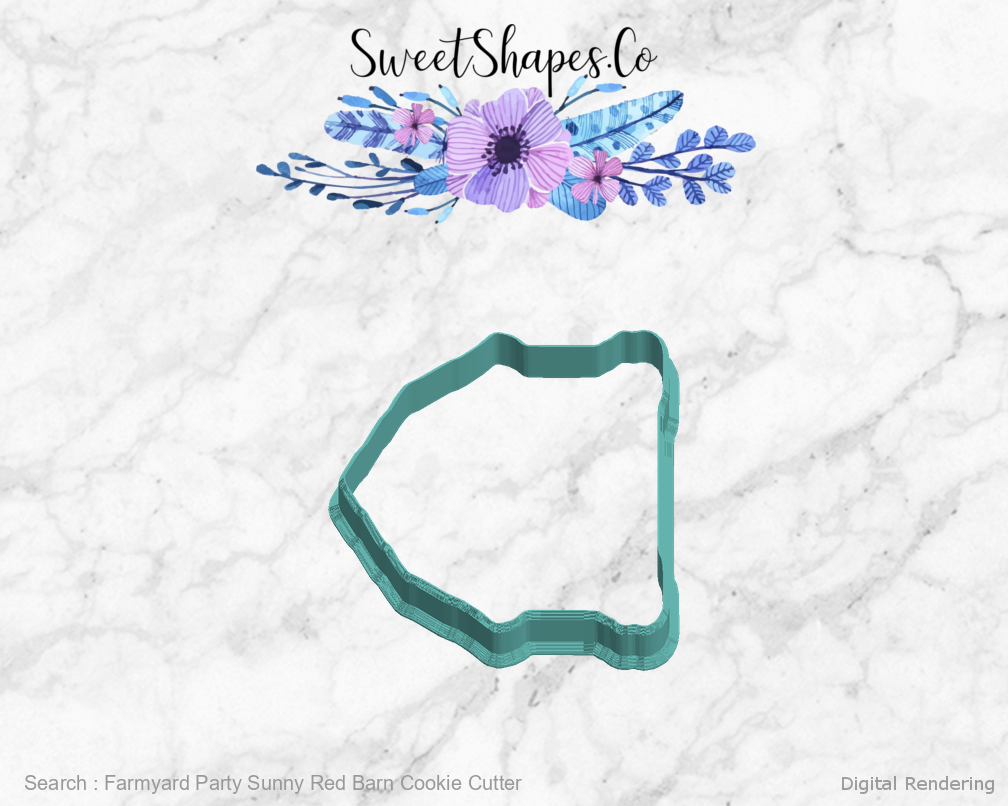 Farmyard Party Sunny Red Barn Cookie Cutter — left view