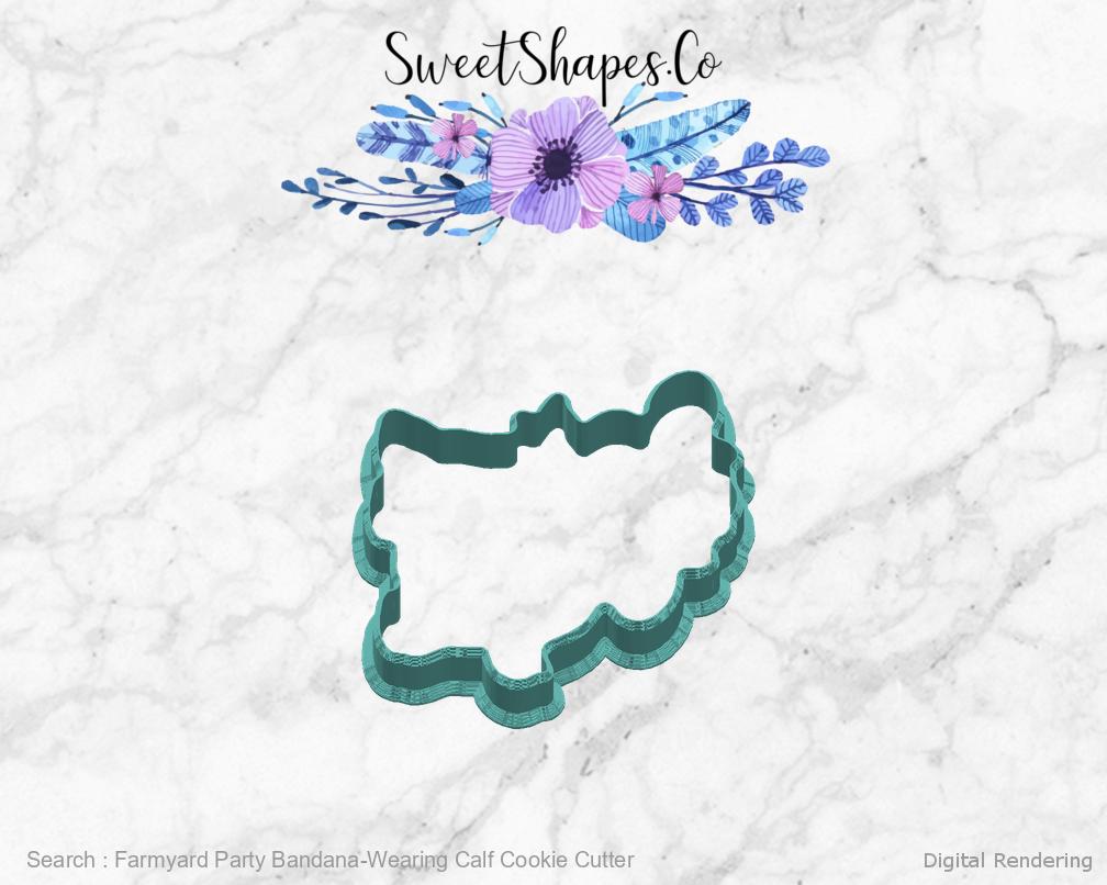 Farmyard Party Bandana-Wearing Calf Cookie Cutter — right view