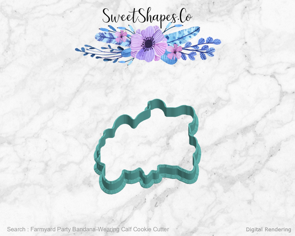 Farmyard Party Bandana-Wearing Calf Cookie Cutter — left view