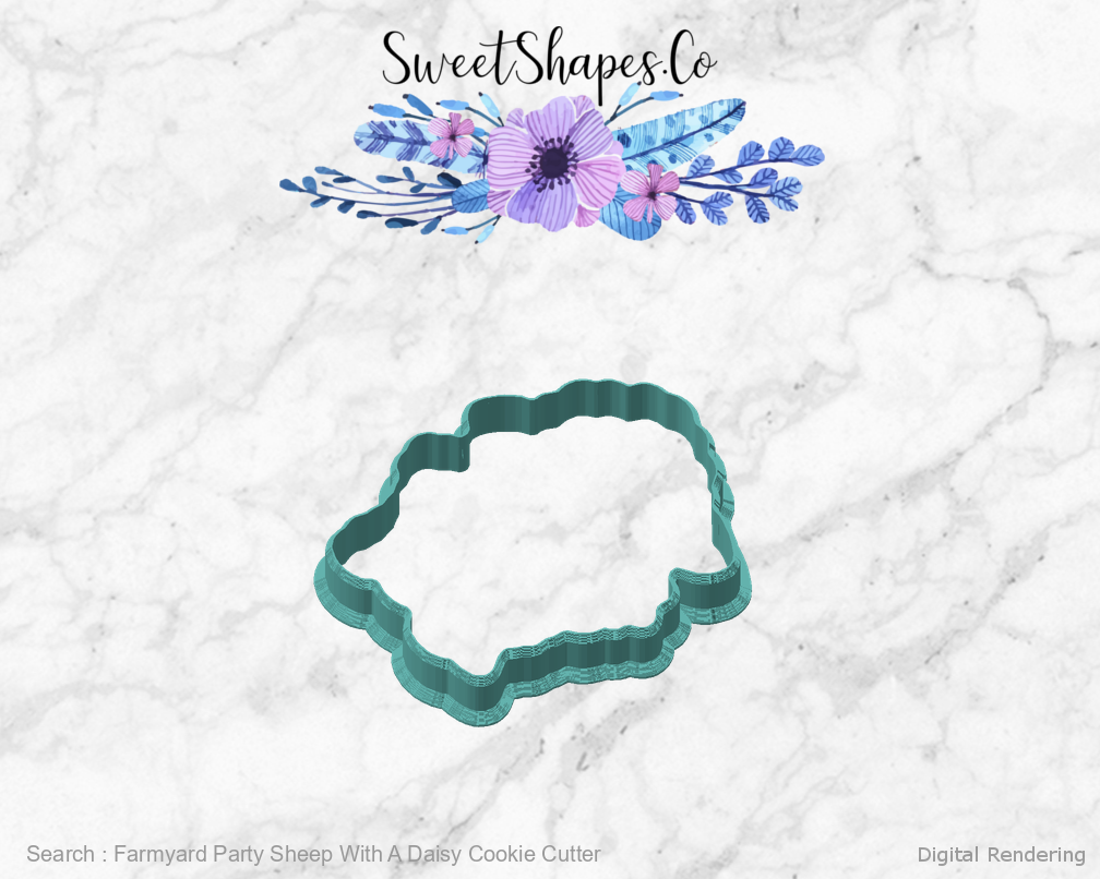 Farmyard Party Sheep With A Daisy Cookie Cutter — angled front view