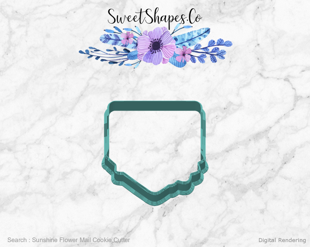 Sunshine Flower Mail Cookie Cutter — back view