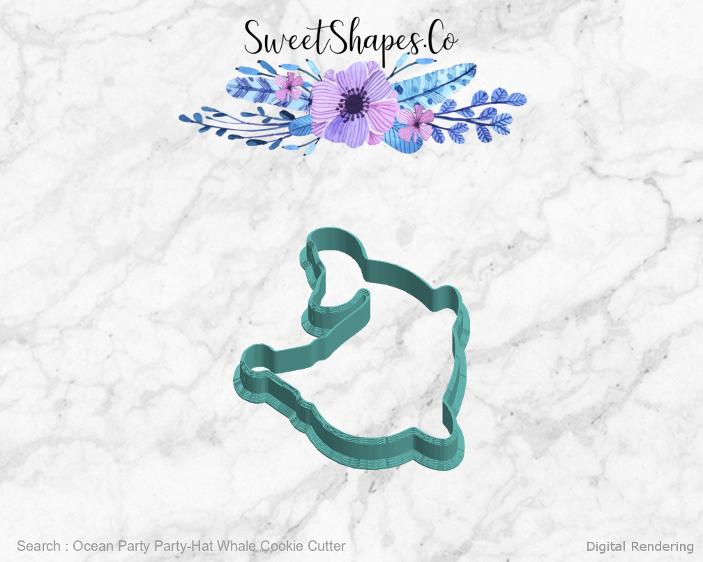 Ocean Party Party-Hat Whale Cookie Cutter — left view