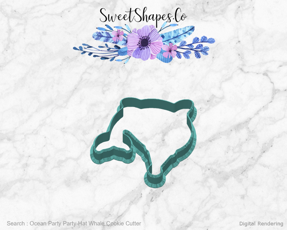 Ocean Party Party-Hat Whale Cookie Cutter — back view