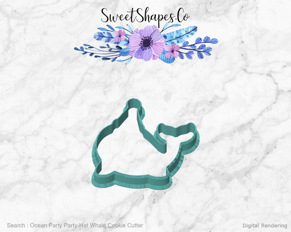 Ocean Party Party-Hat Whale Cookie Cutter — front view