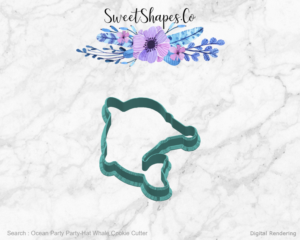 Ocean Party Party-Hat Whale Cookie Cutter — right view