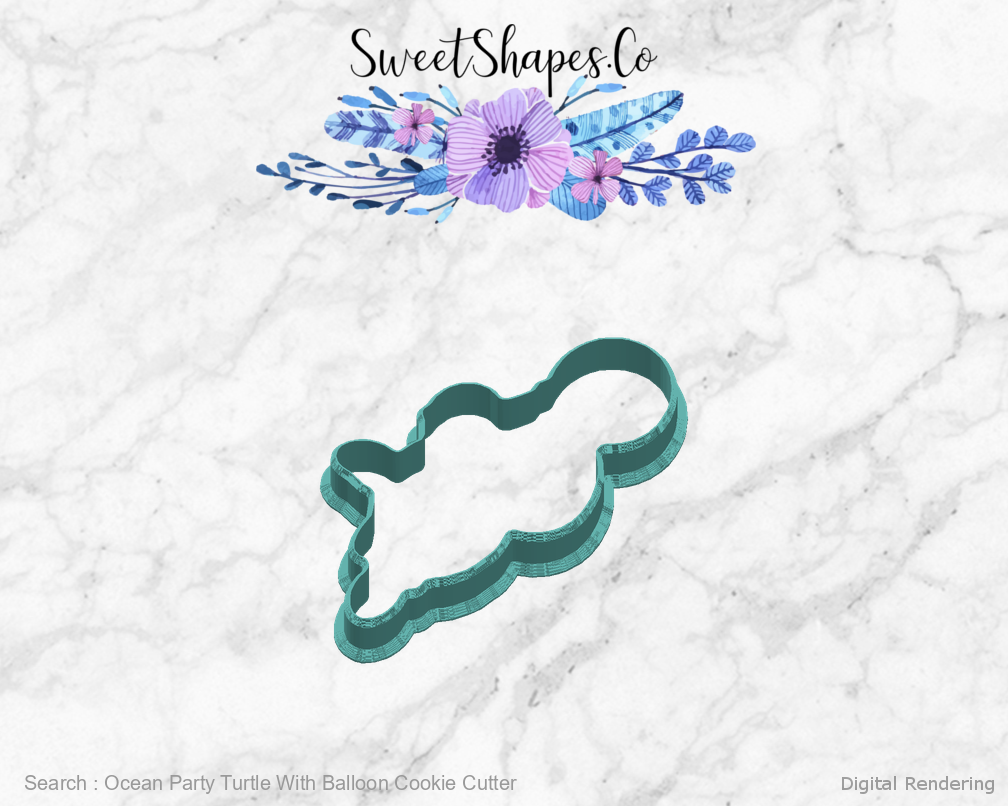 Ocean Party Turtle With Balloon Cookie Cutter — right view
