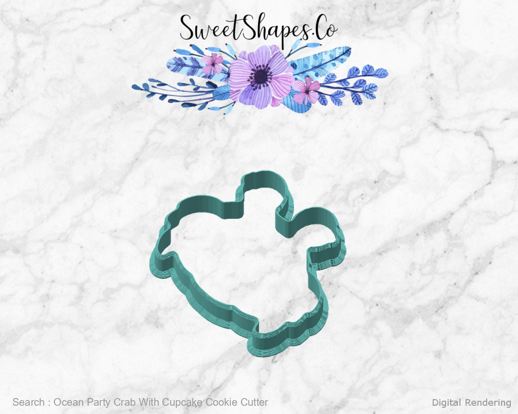 Ocean Party Crab With Cupcake Cookie Cutter — angled front view