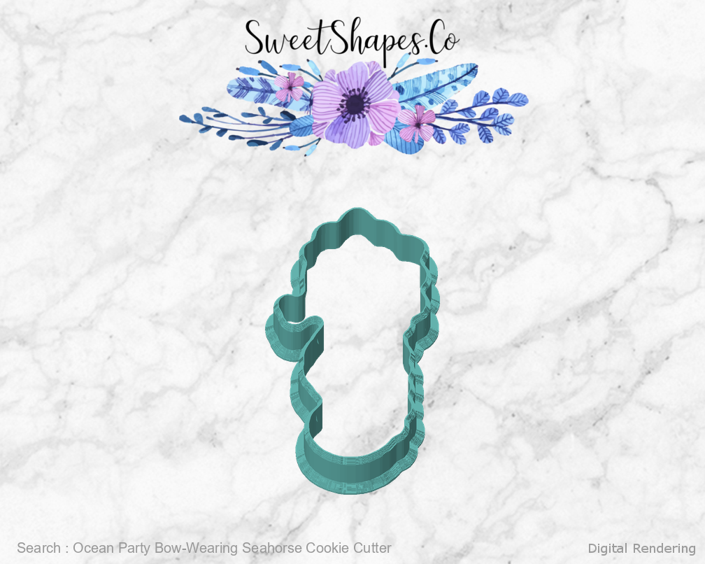 Ocean Party Bow-Wearing Seahorse Cookie Cutter — front view