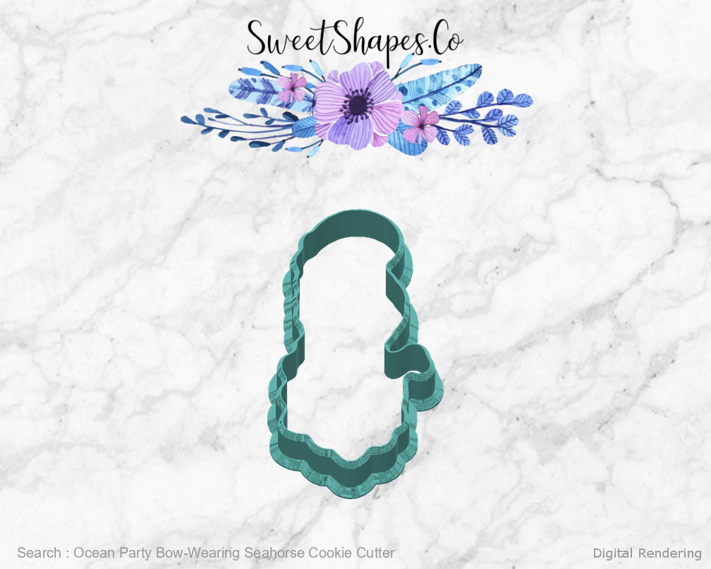 Ocean Party Bow-Wearing Seahorse Cookie Cutter — back view