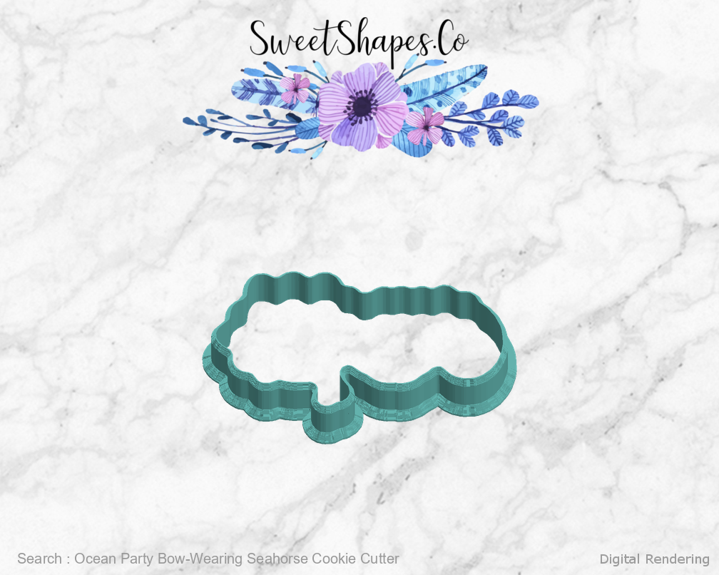 Ocean Party Bow-Wearing Seahorse Cookie Cutter — left view