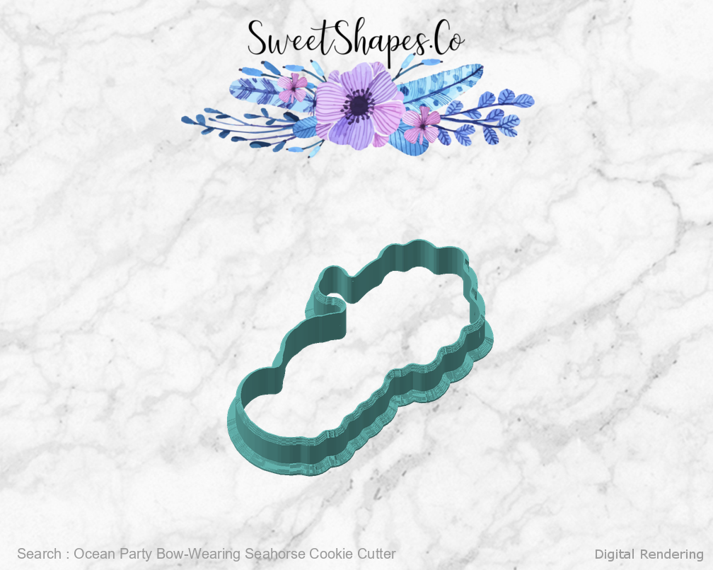 Ocean Party Bow-Wearing Seahorse Cookie Cutter — angled front view
