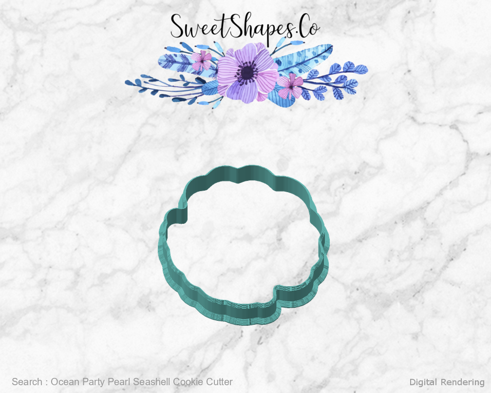 Ocean Party Pearl Seashell Cookie Cutter — angled front view