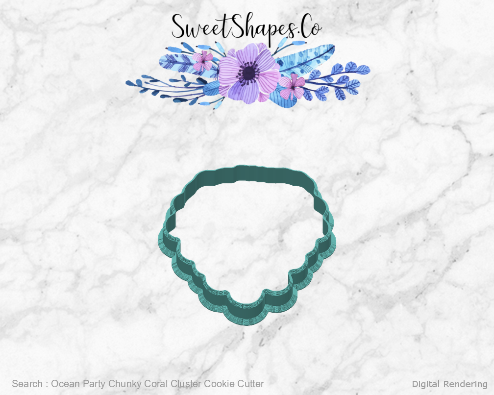 Ocean Party Chunky Coral Cluster Cookie Cutter — back view