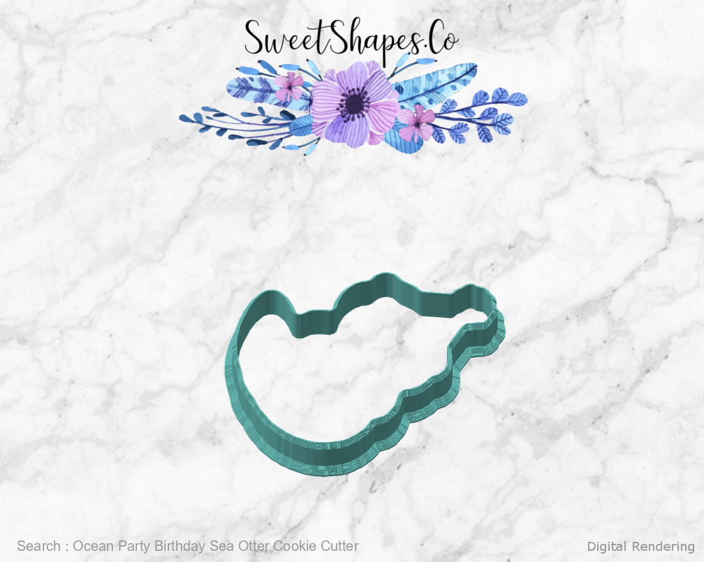 Ocean Party Birthday Sea Otter Cookie Cutter — angled front view